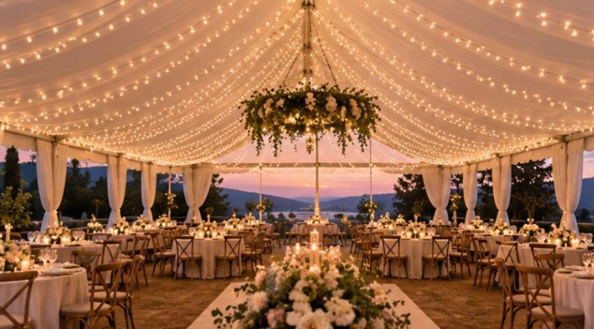 How to Hang Wedding Canopy Lights for a Clean, Romantic Glow