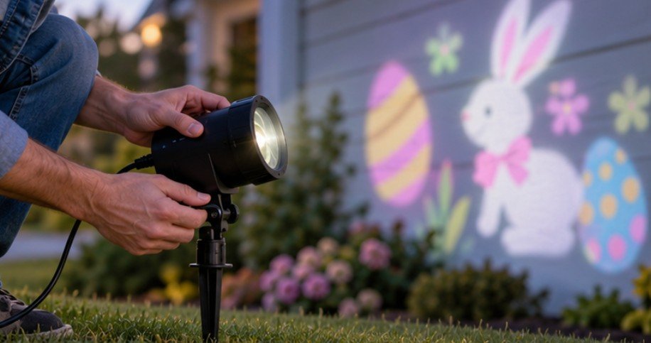 Build the Easter Bunny Lawn Projector Setup in the Right Order
