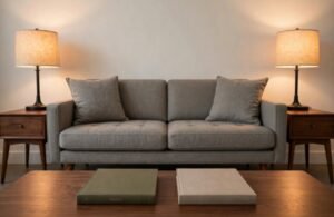 Flanking Sofa Arrangements with Targeted Eye-Level Light