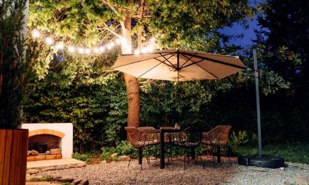 Hang Outdoor String Lights Across the Roof
